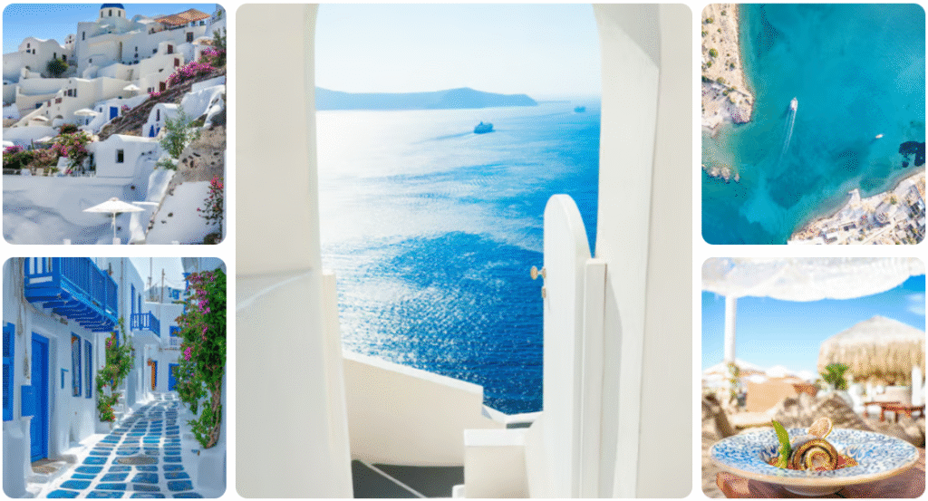 Mykonos, Santorini and Crete